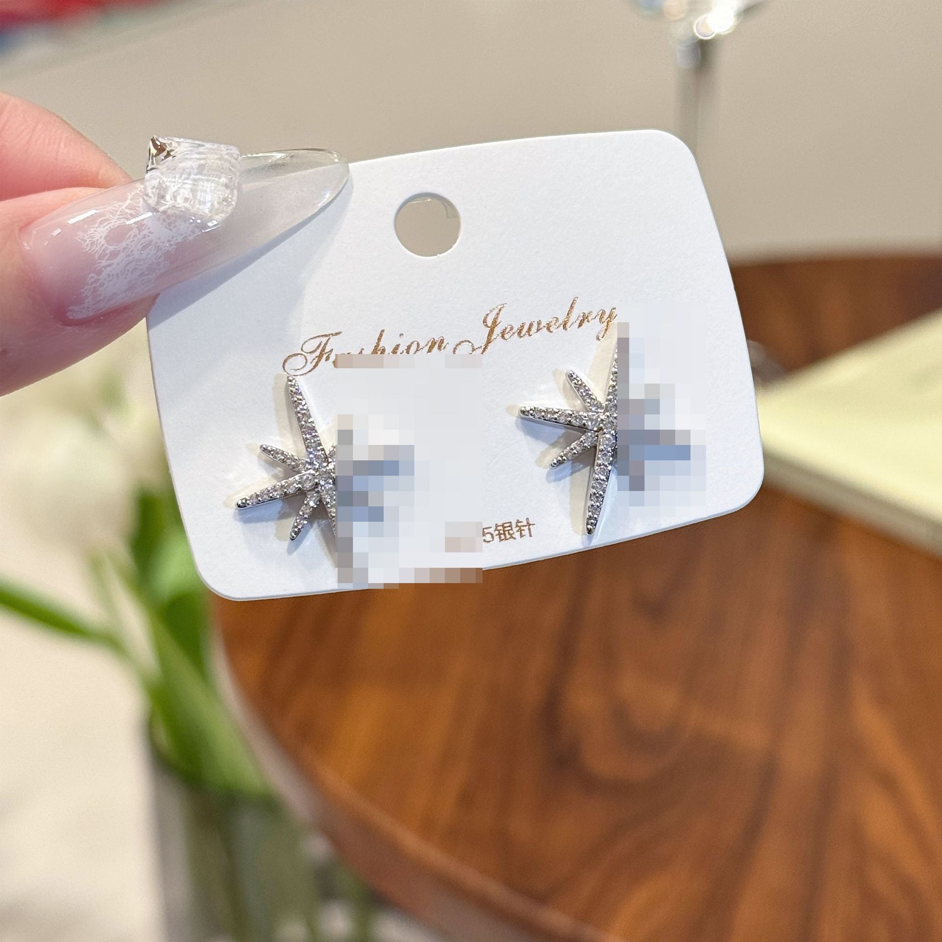 Eight Pointed Star Micro Inlaid Earrings, Luxury Temperament Daily Women Stud Earrings