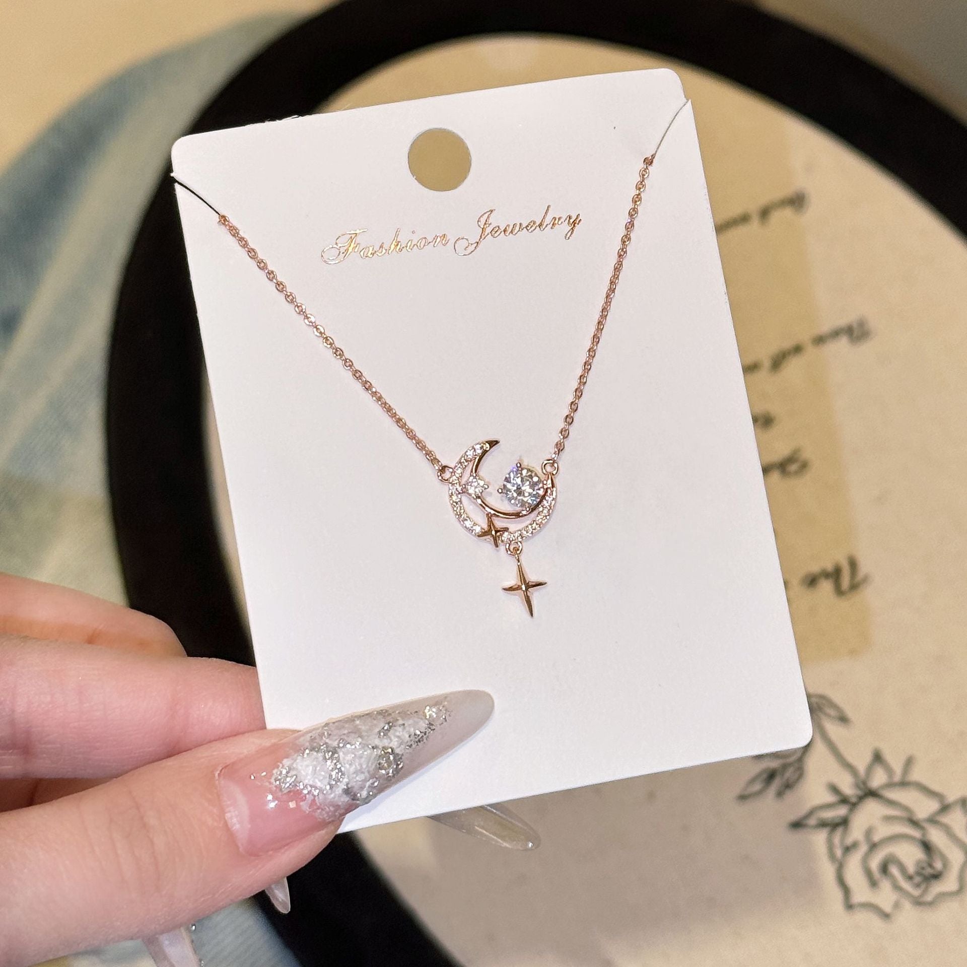 Star Moon Necklace, INS Luxury Niche Design Clavicle Chain, Minimalist Versatile Women Jewelry