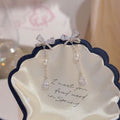 Bow Water Drop Pearl Tassel Earrings, S925 Sterling Silver Posts, Luxury Sweet Dainty Elegant Drop Stud Earrings