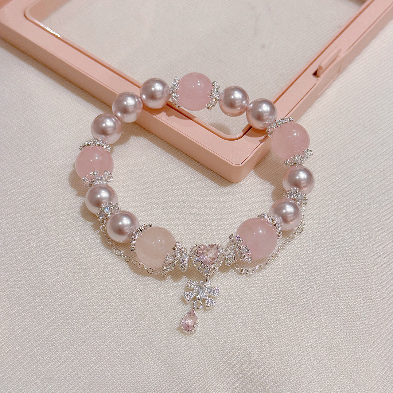 Pink Crystal Magic Wand Bracelet, Sweet Girly Daily Hand Chain
