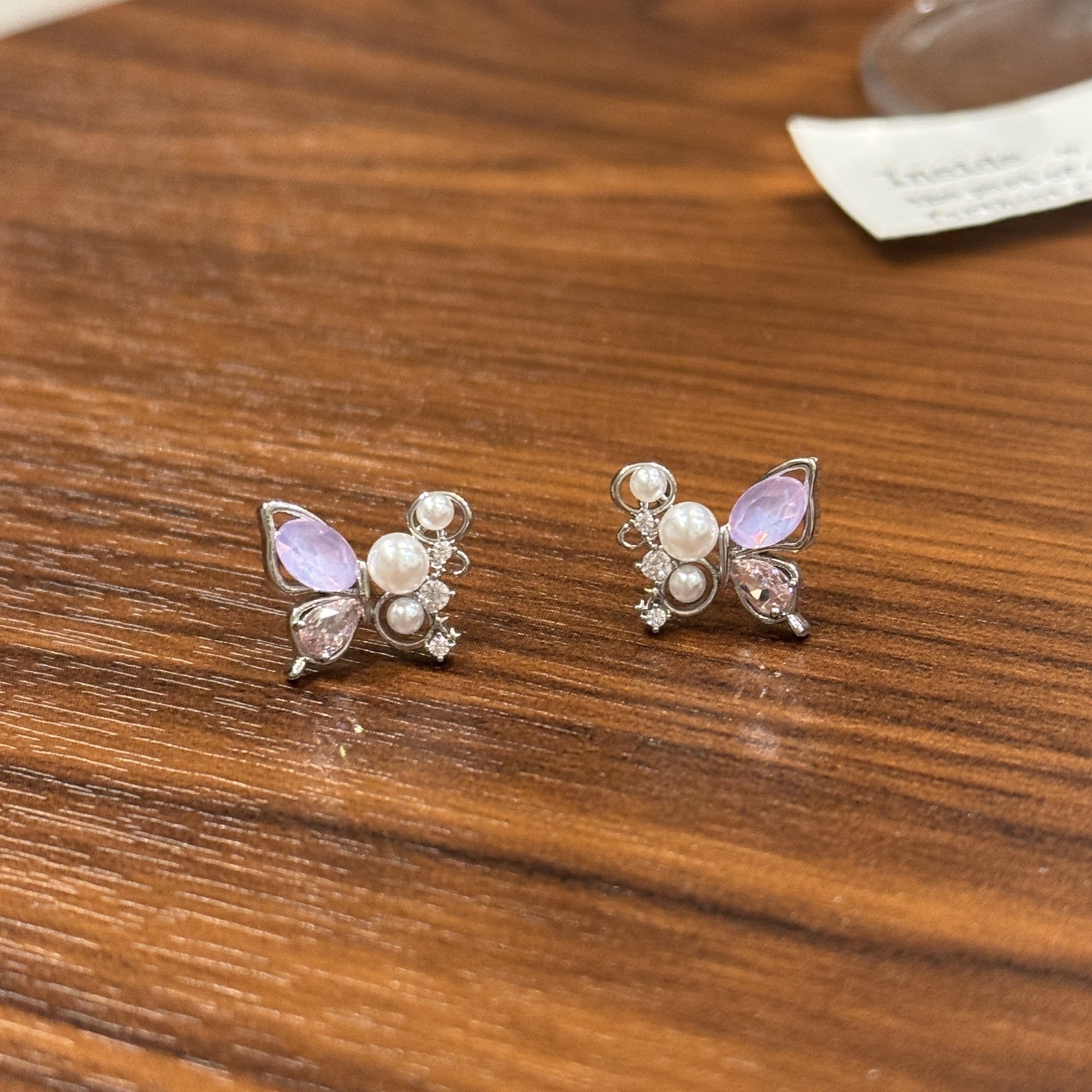 925 Silver Butterfly Stud Earrings Colorful Korean Fashion Ear Ornaments for Women