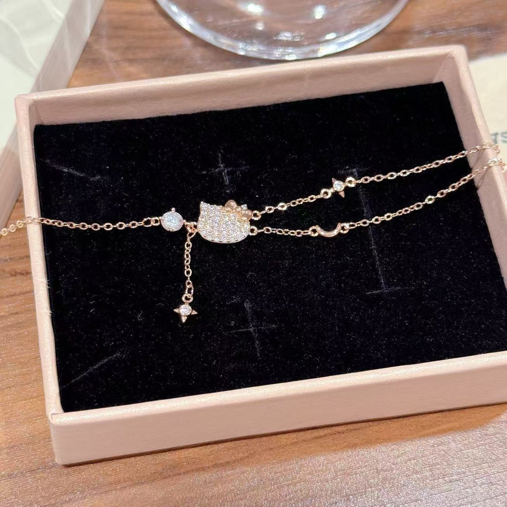 Shiny Cat Zircon Fashion Bracelet, Elegant Daily Autumn Winter Hand Ornament