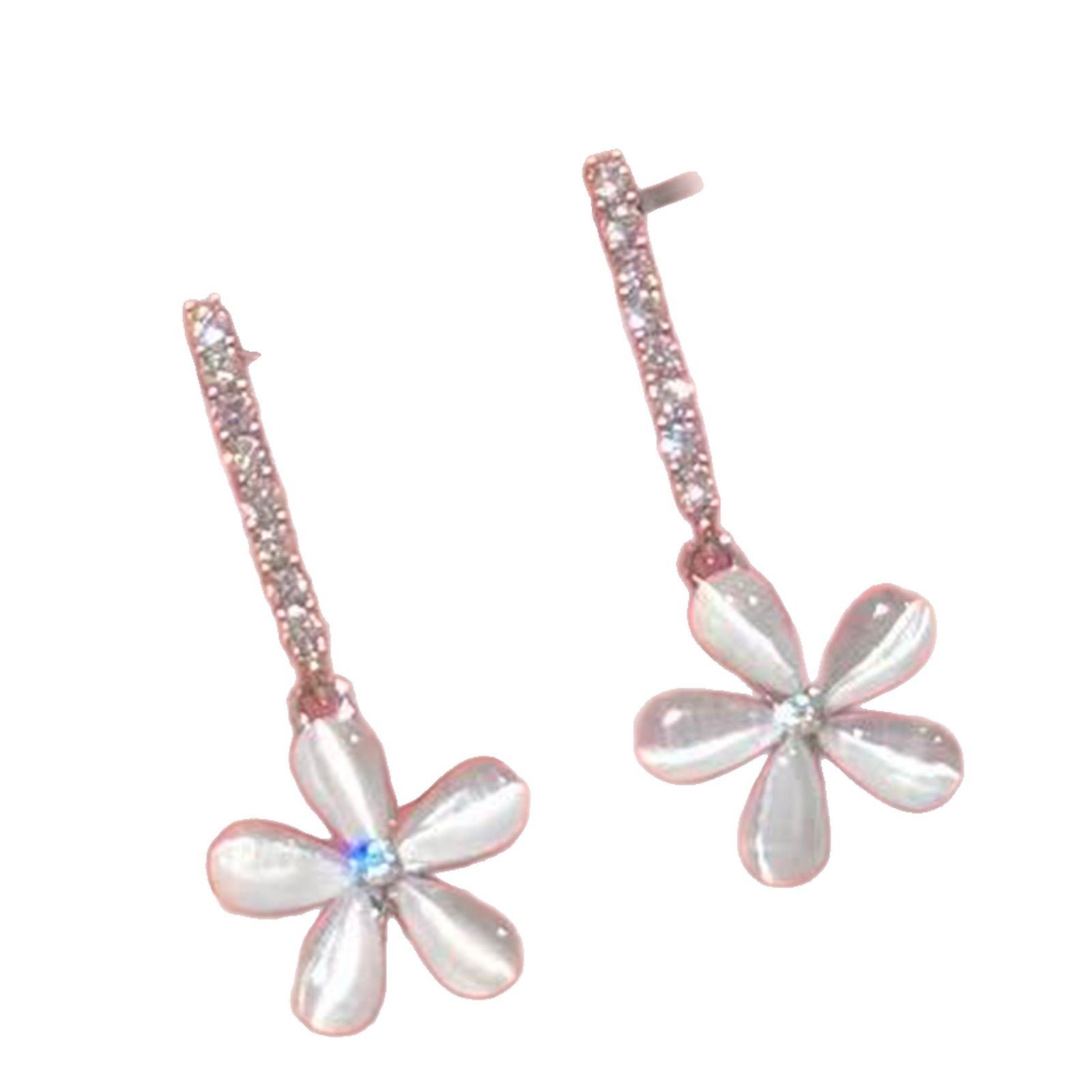 Vintage French Cat Eye Flower S925 Stud Earrings Luxury Elegant Daily Ear Accessory