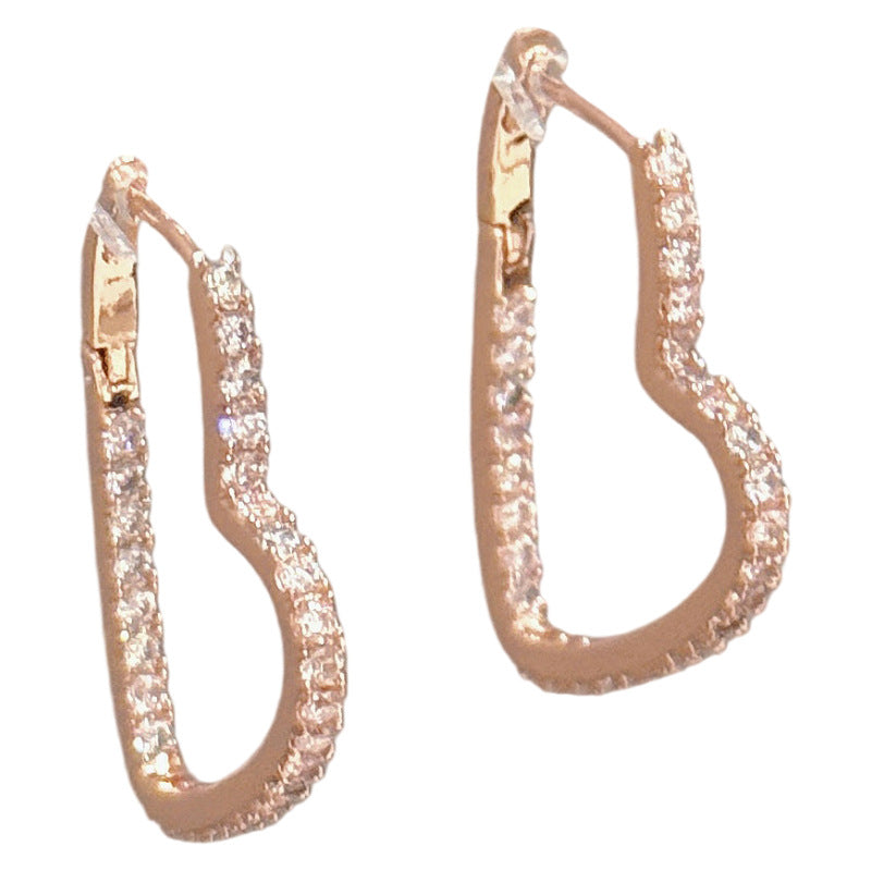 Heart Zircon Ear Cuffs, Luxury Sweet Niche Ear Jewelry