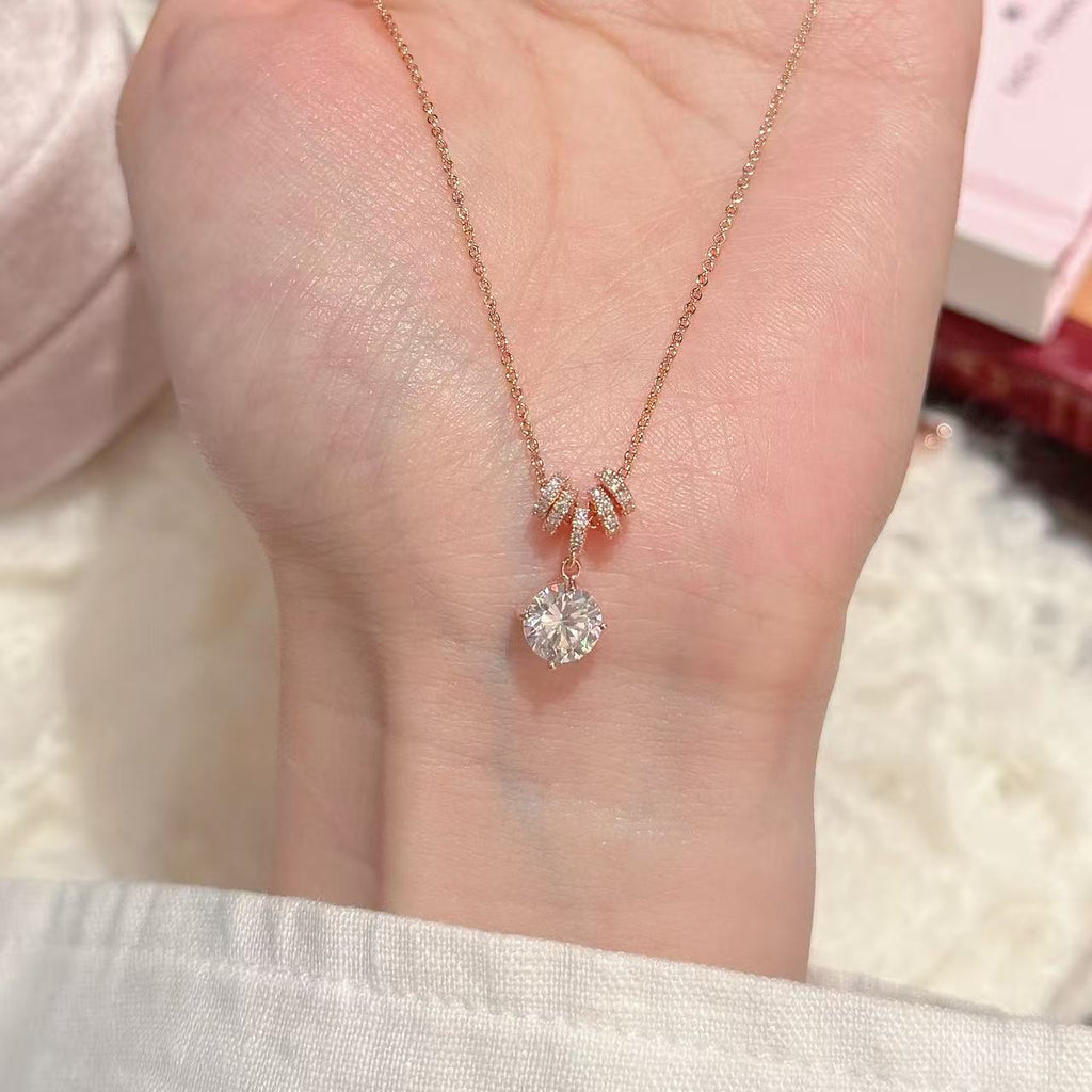 Dainty Zircon Clavicle Necklace, Minimalist Elegant Cubic Zirconia Pendant Necklace, Delicate Luxury Trendy Choker Necklaces, Classic Simple Temperament Jewelry Gifts for Women Daily Office Casual Wear