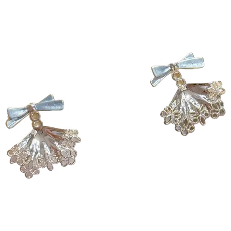 Ballet Aesthetic Bow & Lace Skirt Stud Earrings, Luxury Sweet Niche Dainty All-match Women Earrings