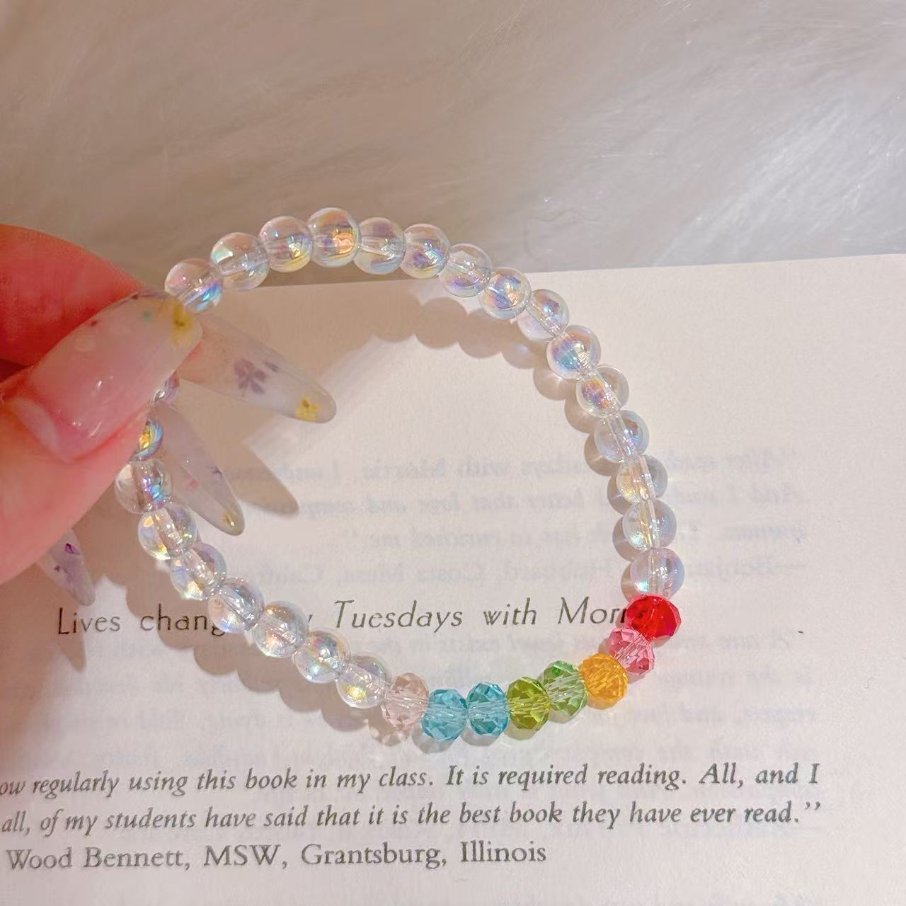Rainbow Crystal Bubble Bead Bracelet, Sweet Summer Wrist Chain