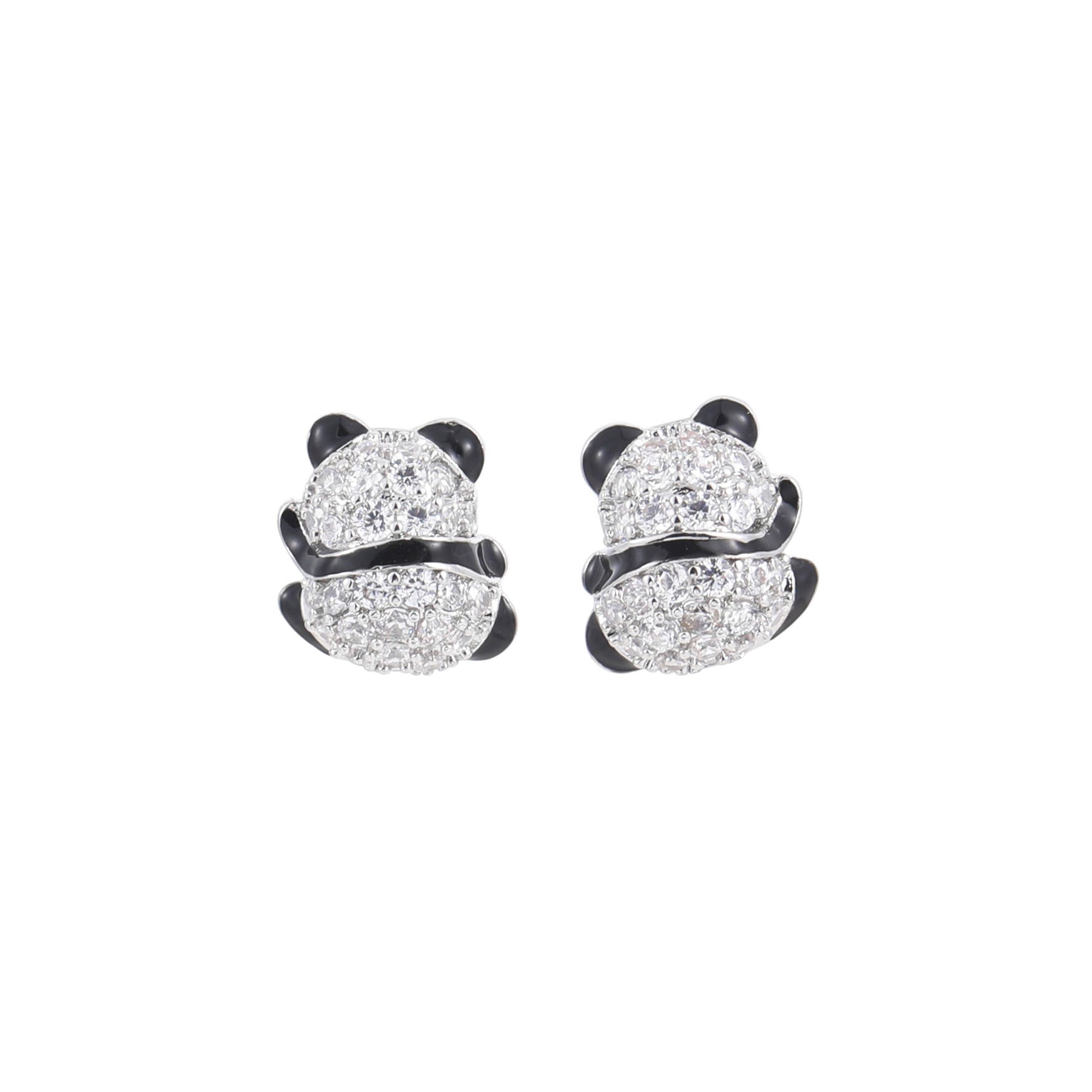 Panda Zircon Stud Earrings, Luxury Cute Silver Needle Earrings, Fashion Niche Versatile Animal Ear Jewelry