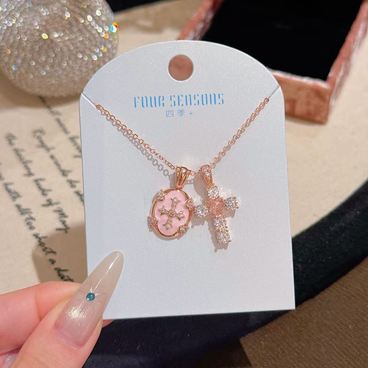 Vintage Cross Necklace Sweet Cool Style Elegant Dainty Clavicle Chain Fashion Jewelry for Girls