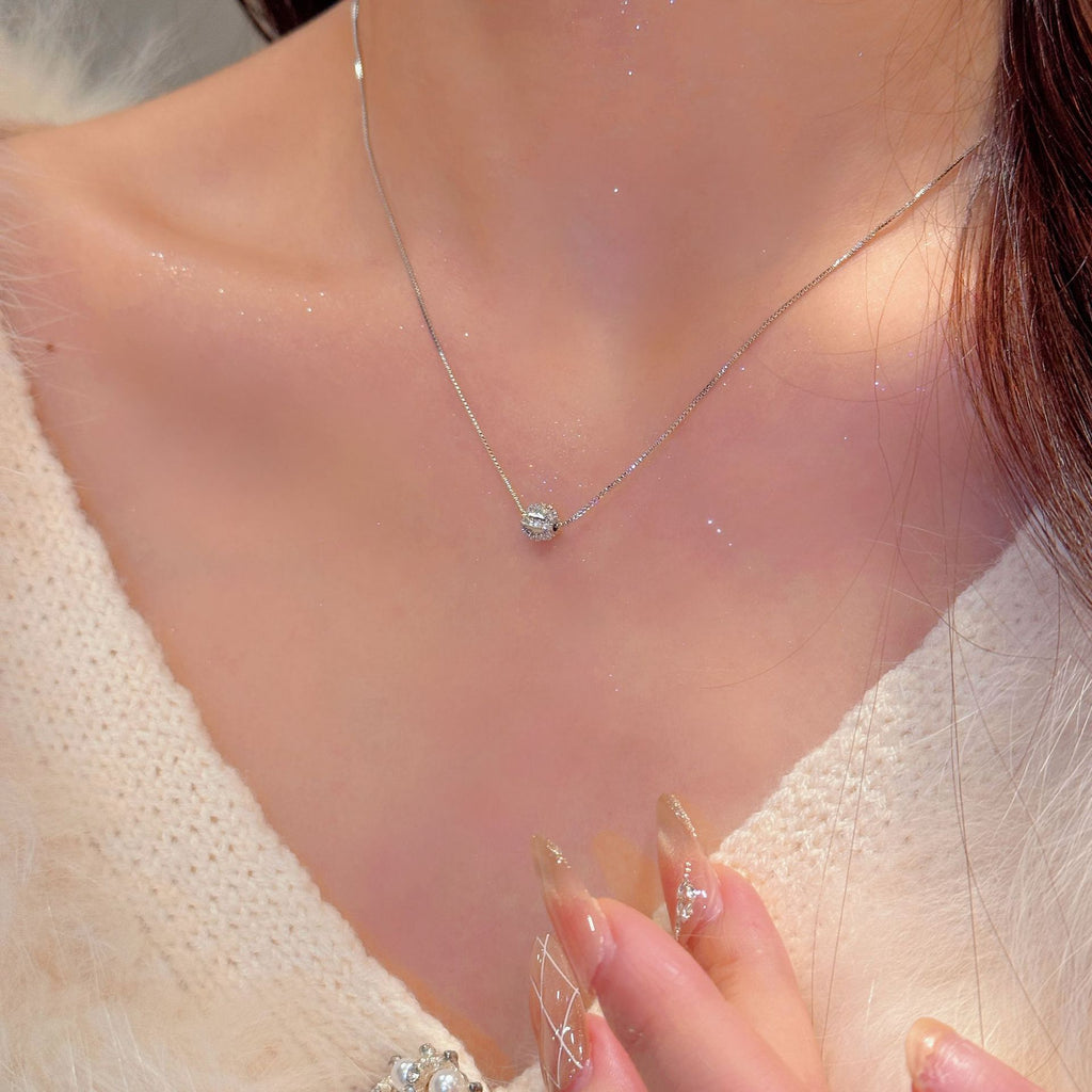 Minimal Round Ball Collarbone Necklace Luxury Women Daily Neck Jewelry