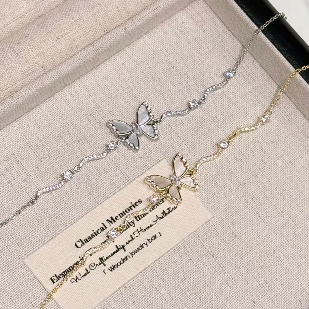 Shiny Butterfly Bracelet, Korean Style Luxury Delicate Wrist Jewelry, Minimalist Elegant Temperament Fashion Bracelet