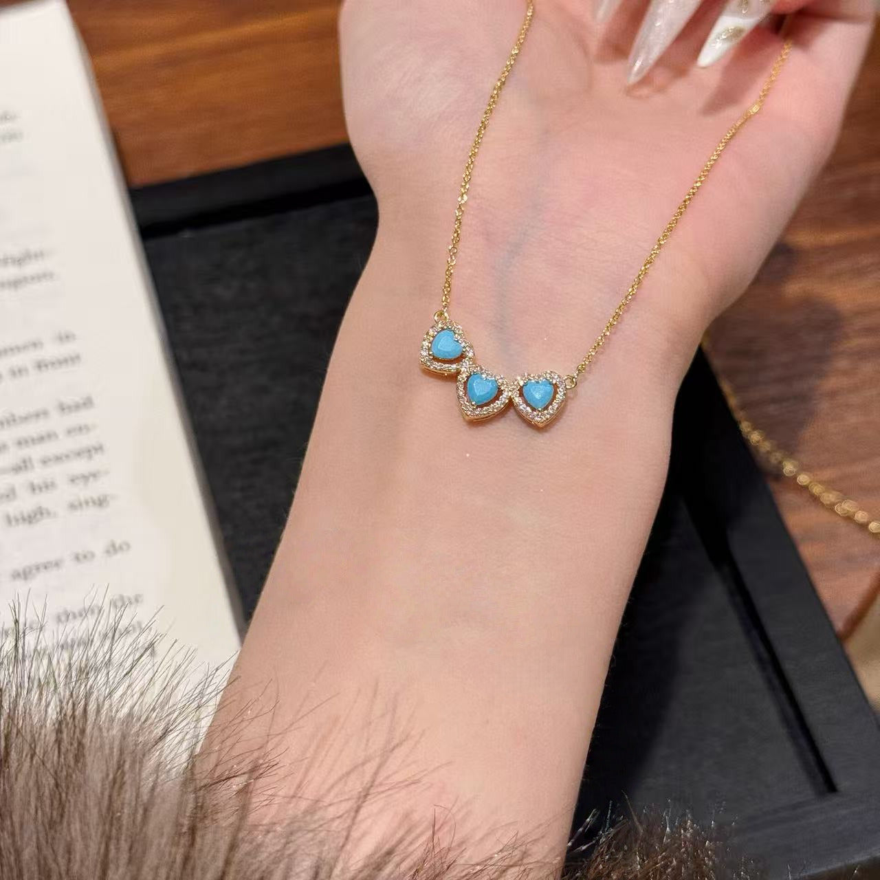 Luxury Turquoise Pearl Flower Jewelry Set Elegant Daily Women Accessory