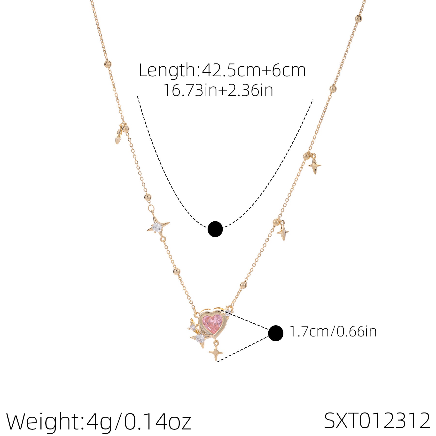 Sparkly Heart Clavicle Necklace, Luxury Niche Stylish Design Dainty Pendant Necklace