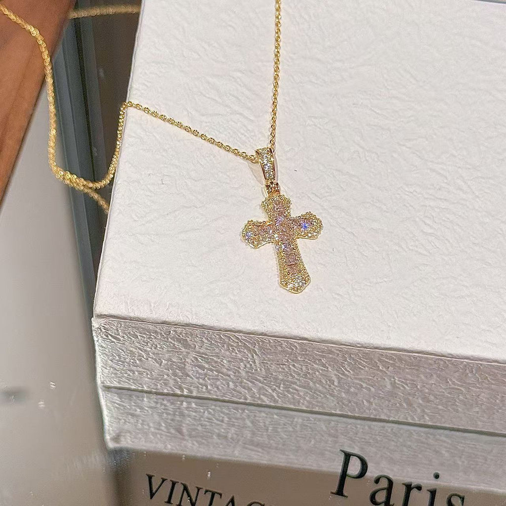Trendy Cross Zircon Clavicle Chain, Minimalist Niche High-end Luxury All-match Fashion Necklace