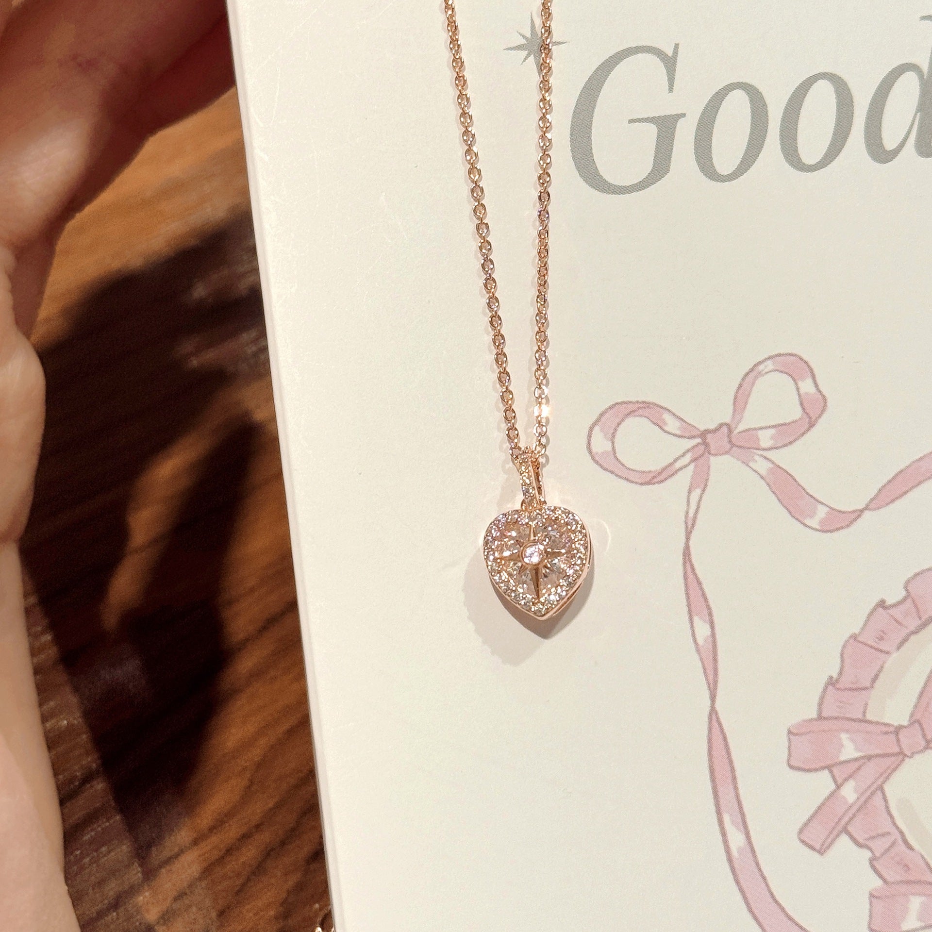 Korean Japanese Style Heart Zircon Necklace, Full Diamond Heart Pendant Clavicle Chain, Minimalist INS Elegant Jewelry