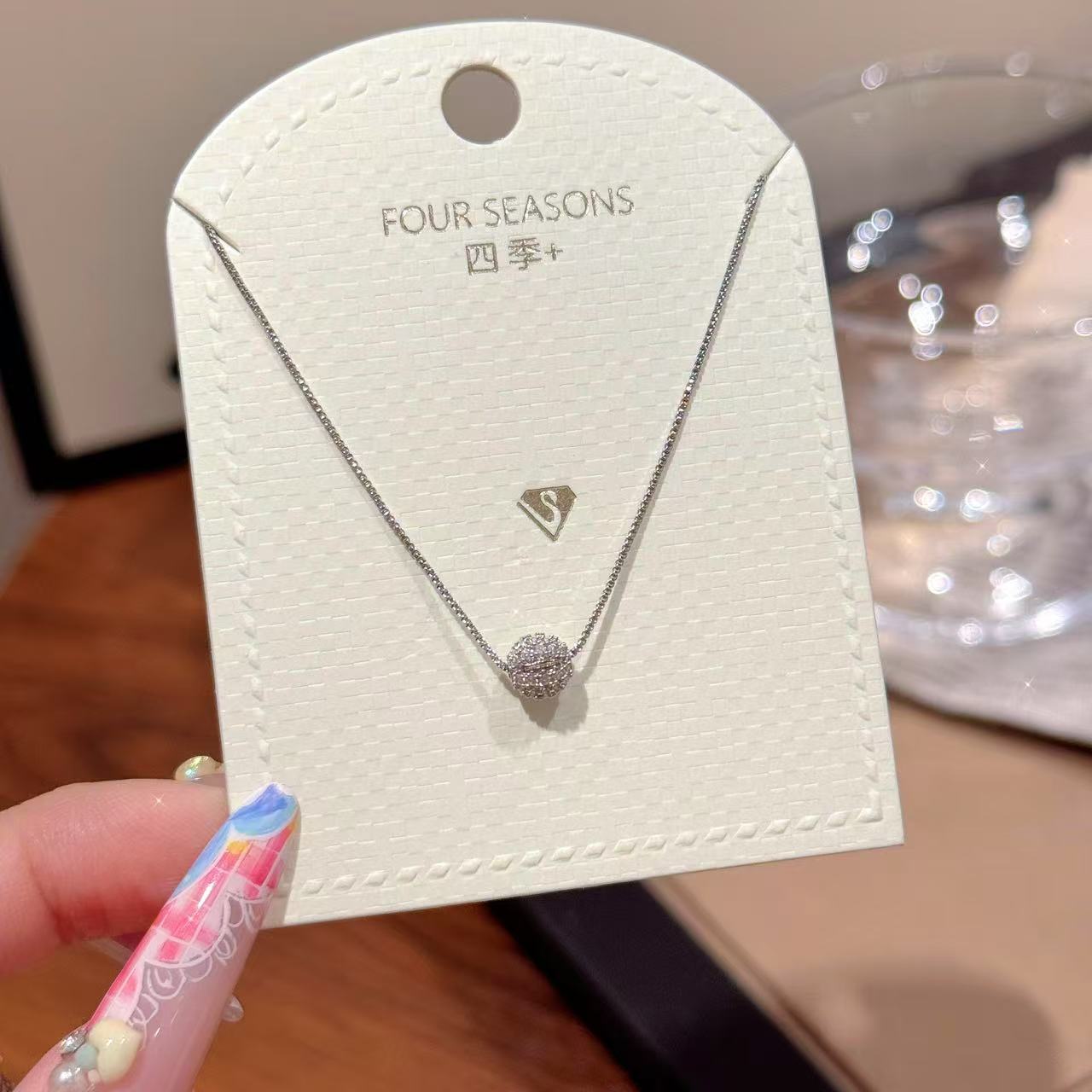 Minimal Round Ball Collarbone Necklace Luxury Women Daily Neck Jewelry