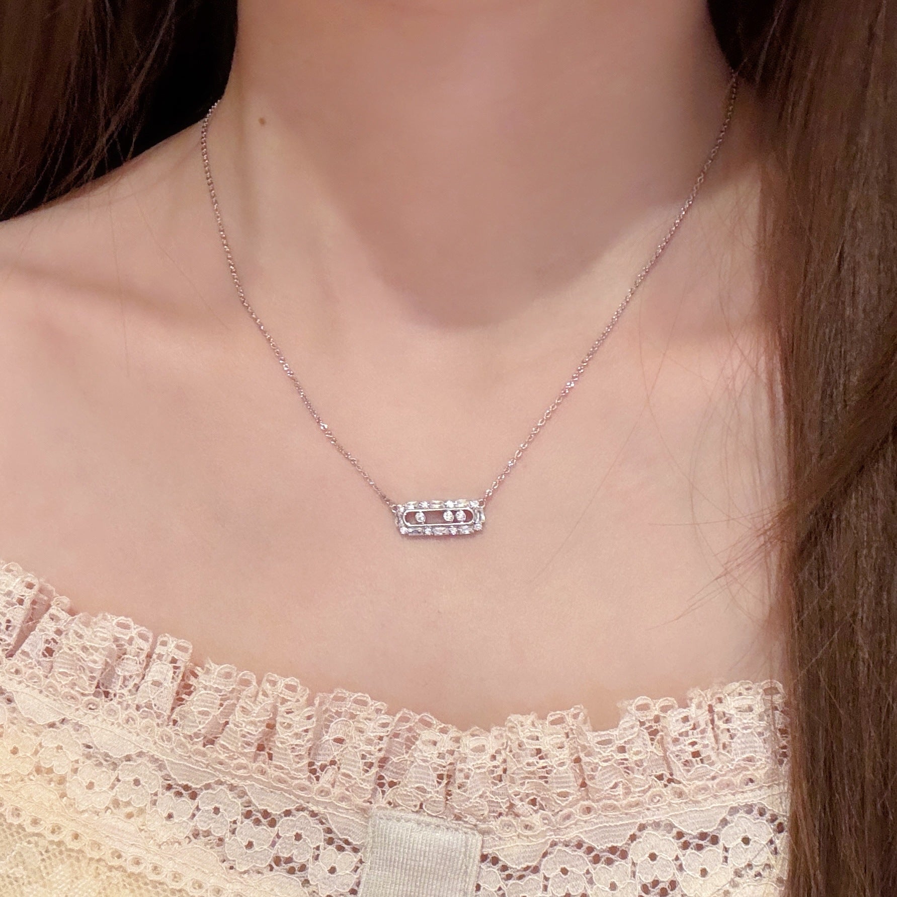Geometric Ring Necklace, Luxury Niche Minimalist Clavicle Chain, Exquisite All-match Jewelry Gift for Best Friend