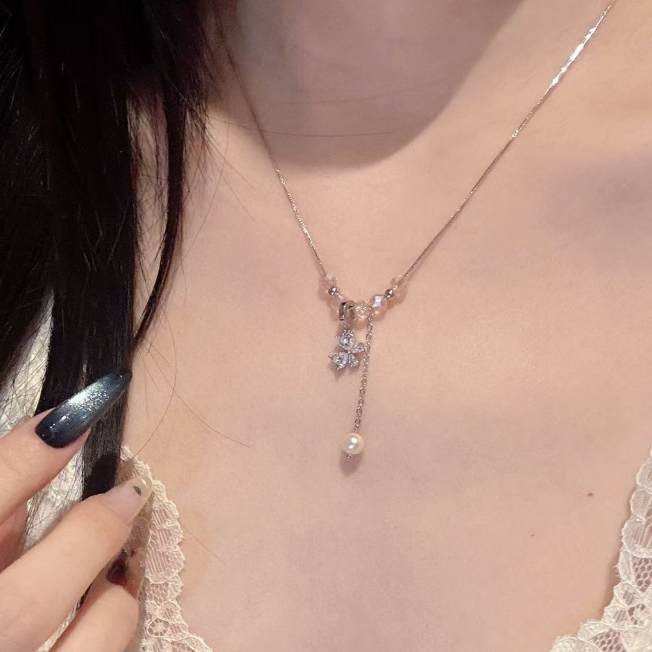 Sweet Fresh Butterfly Pearl Tassel Necklace 2026 New, Luxury Dainty Elegant Fashion Clavicle Jewelry for Women