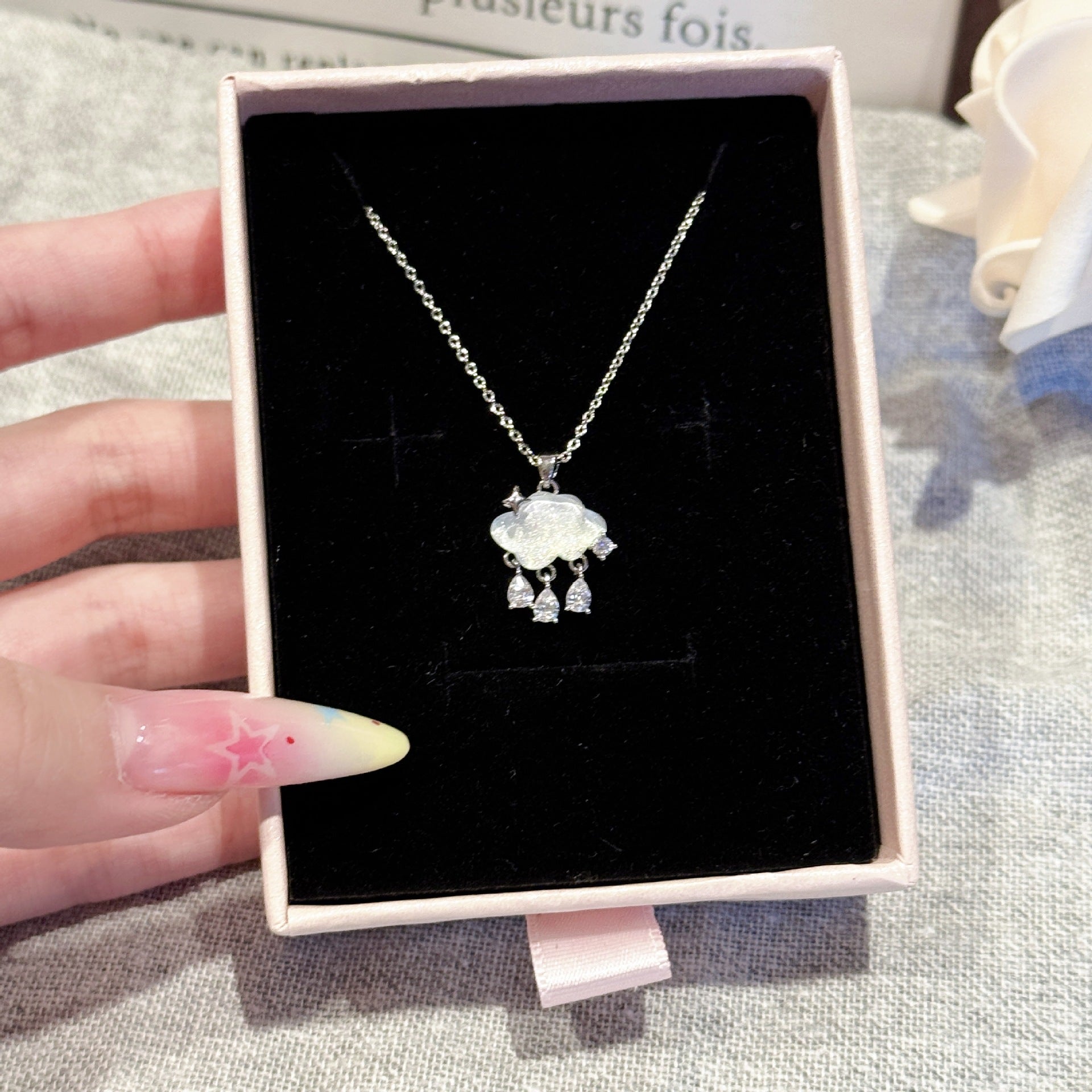 Cloud Nebula Pendant Necklace, Elegant Light Luxury Niche Style Women Daily Neck Jewelry