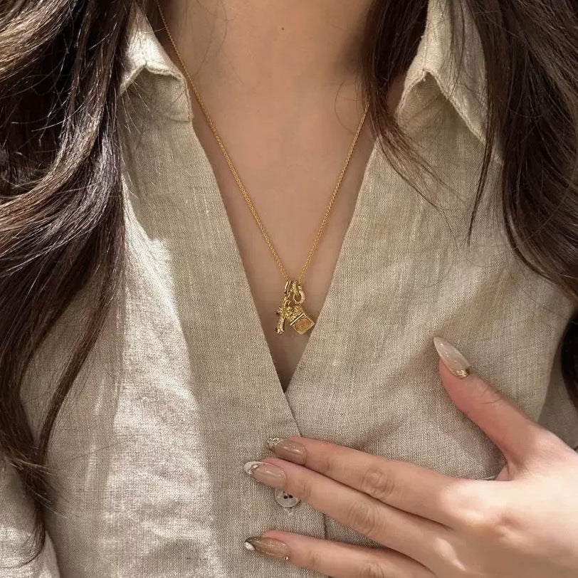 Cross Dice Pendant Necklace, Elegant Trendy Daily Neck Jewelry
