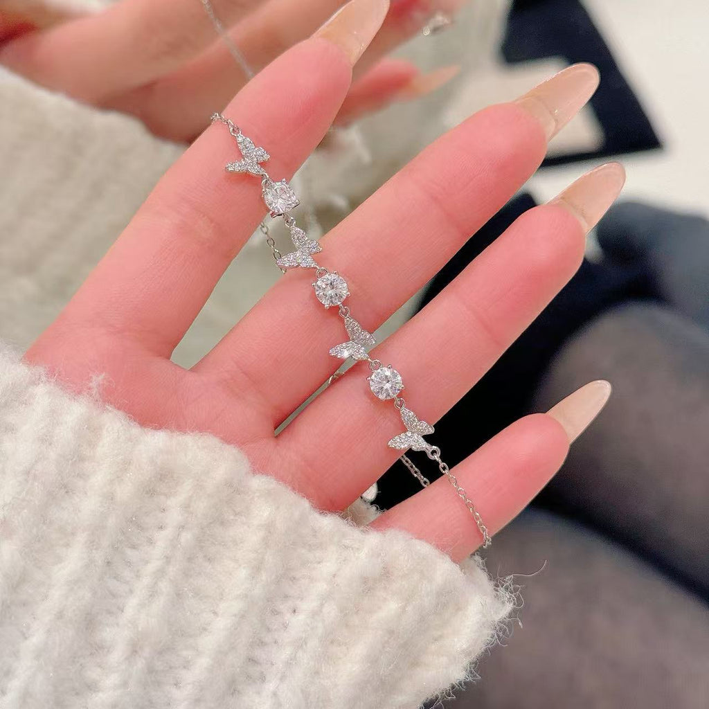 New Fresh Butterfly Zircon Bracelet, Sweet Elegant Luxury High-grade Versatile Women Hand Jewelry