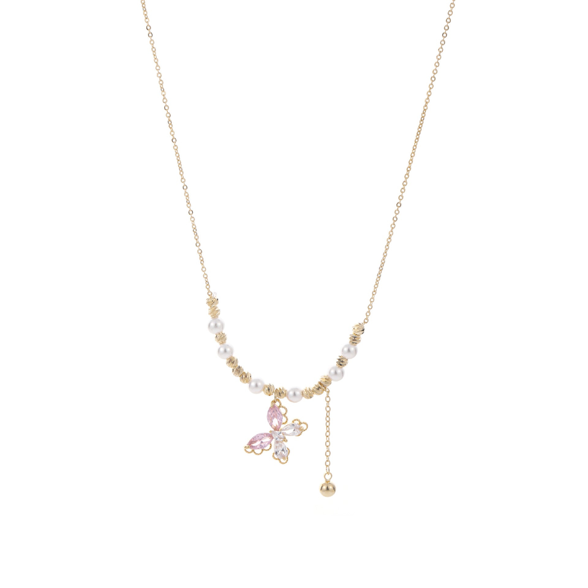 Exquisite Lace Tassel Necklace, French Butterfly Pearl Clavicle Chain, Elegant Luxury Fresh Sweet Jewelry For Daily Wear