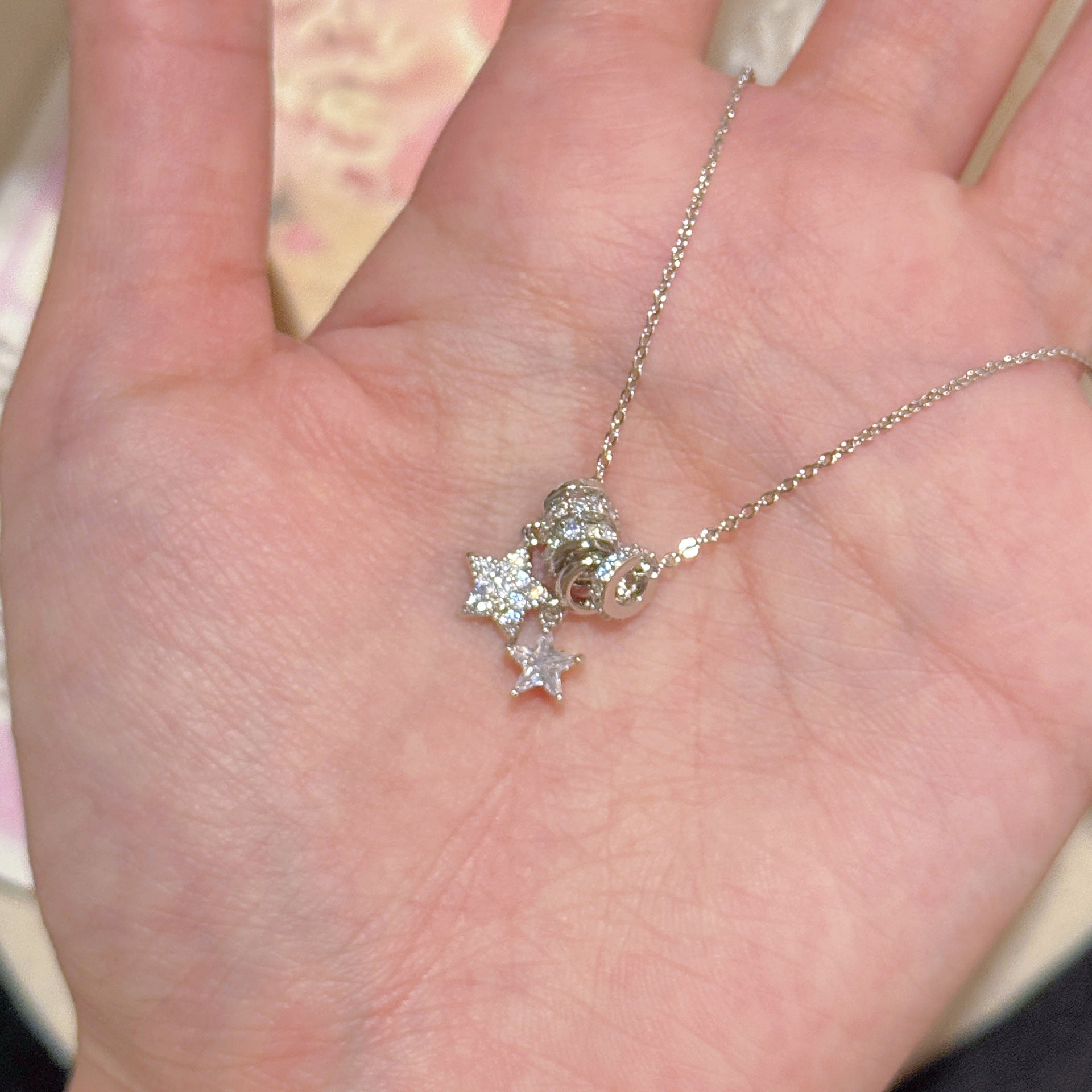 Double Lucky Star Clavicle Necklace, High-End Fashion All-Match Women Necklace for Valentine Gift