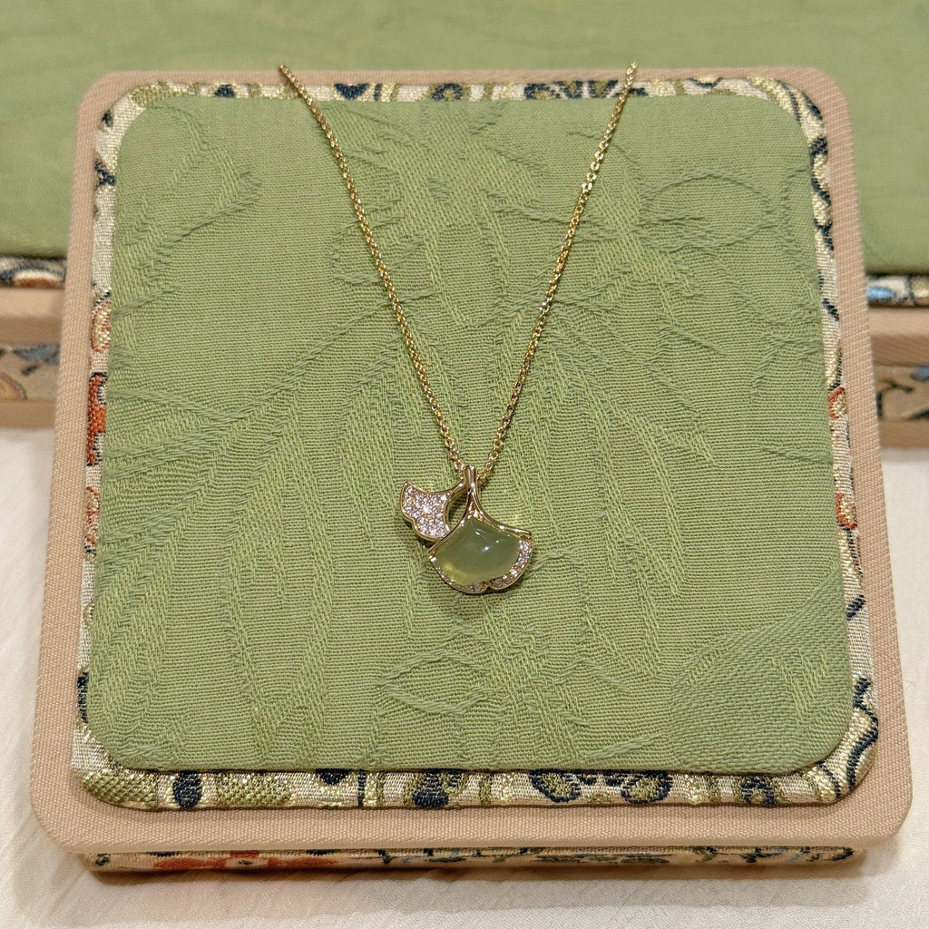 Vintage Gourd Peace Lock Necklace, Chinese Style Ginkgo Leaf Necklace, Zodiac Year Elegant Exquisite National Trend Jewelry for Women