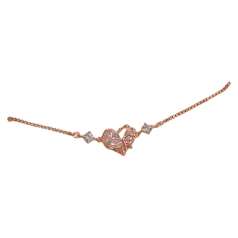 Sweet Bow Bracelet, Luxury Niche Hollow Hand Jewelry, Fresh Cold Style Exquisite Versatile Bracelet