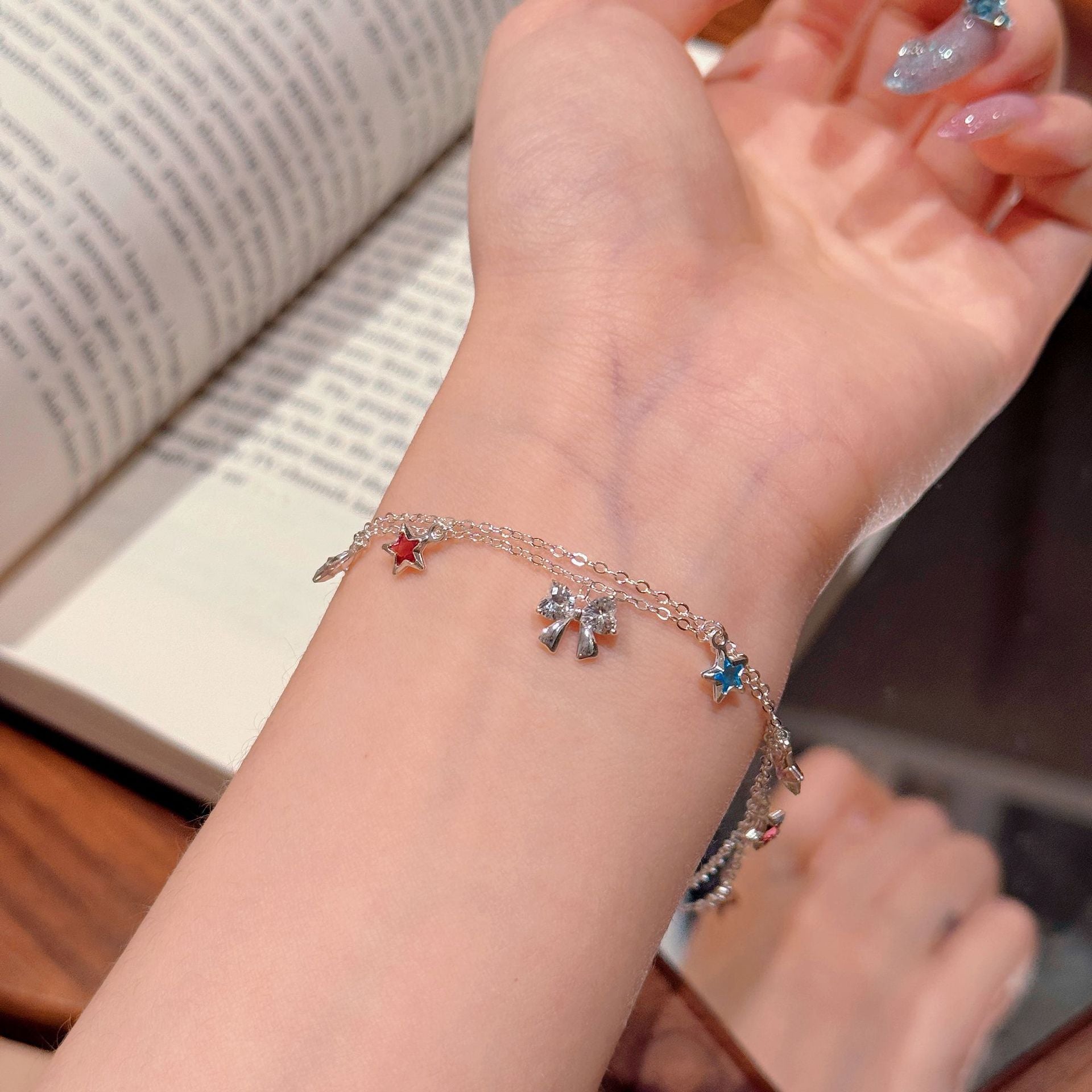Korean Style Bow Bracelet for Women, Light Luxury High Grade Hand Jewelry, Fashion Versatile Exquisite Heart Bracelet Daily Accessories