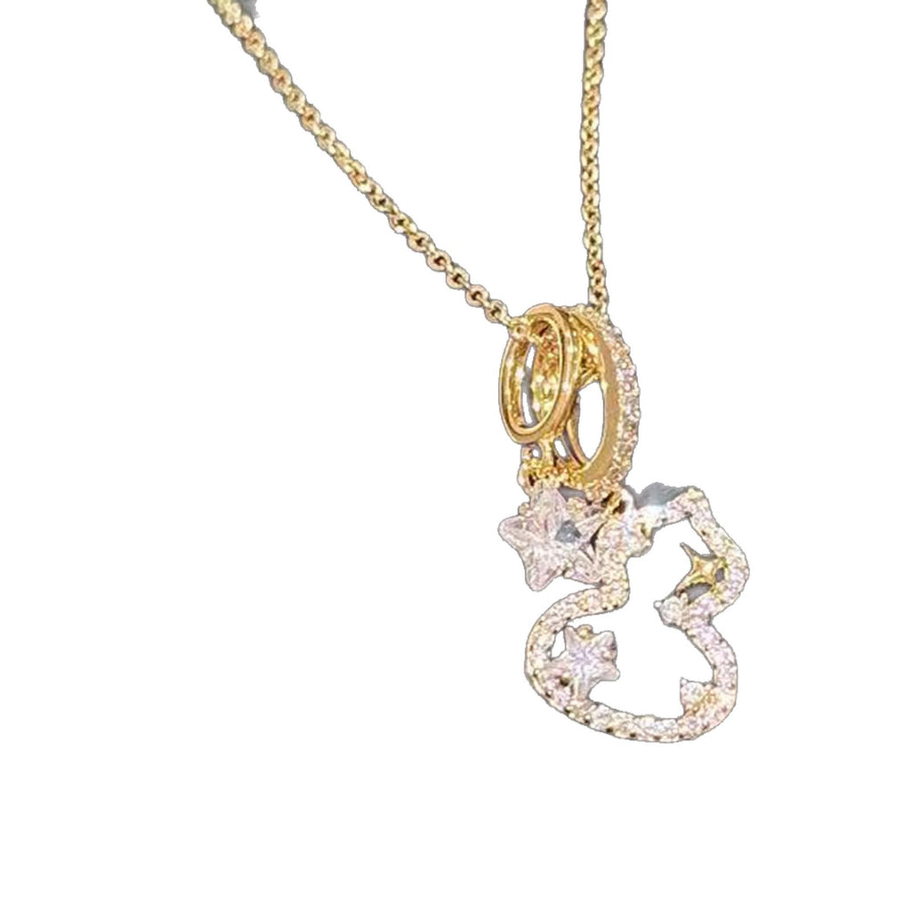 Gourd Cubic Zirconia Pendant Necklace for Women, Luxury High-End Dainty Oriental Versatile Collarbone Fine Jewelry