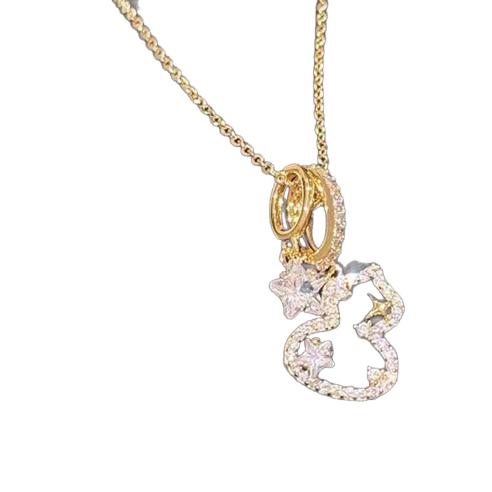 Gourd Cubic Zirconia Pendant Necklace for Women, Luxury High-End Dainty Oriental Versatile Collarbone Fine Jewelry