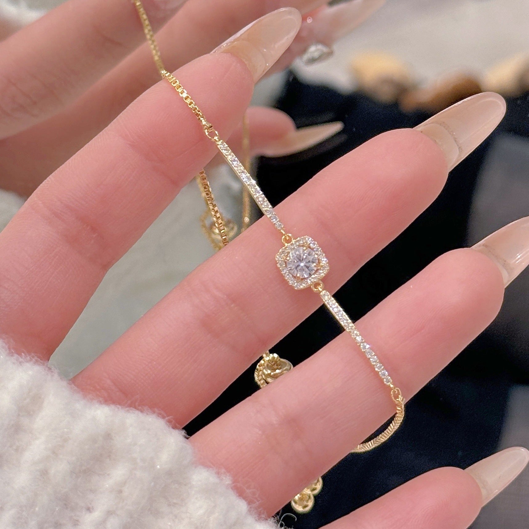 Minimalist Square Chain Bracelet, Luxury Elegant Daily Commute Versatile Hot Selling Women Bracelet