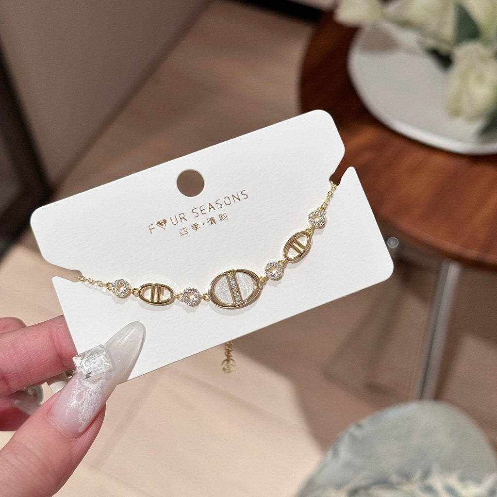 French Style Zircon Bracelet, Luxury Elegant Bangle, Niche Exquisite Fashion Hand Jewelry for Women