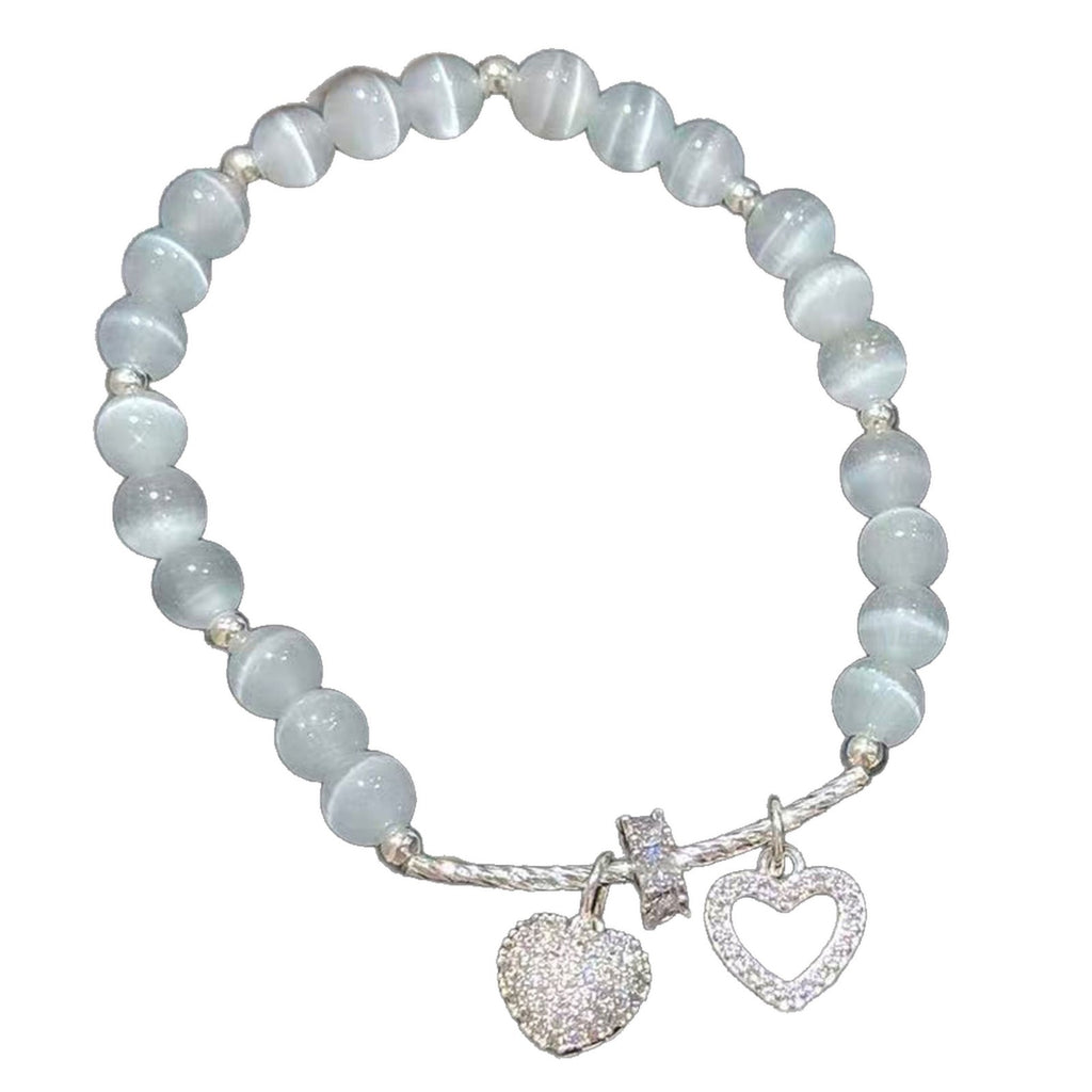 Heart Shape Cat's Eye Stone Bracelet, Hot Selling on Xiaohongshu, Luxury Niche All-match Women Hand Jewelry