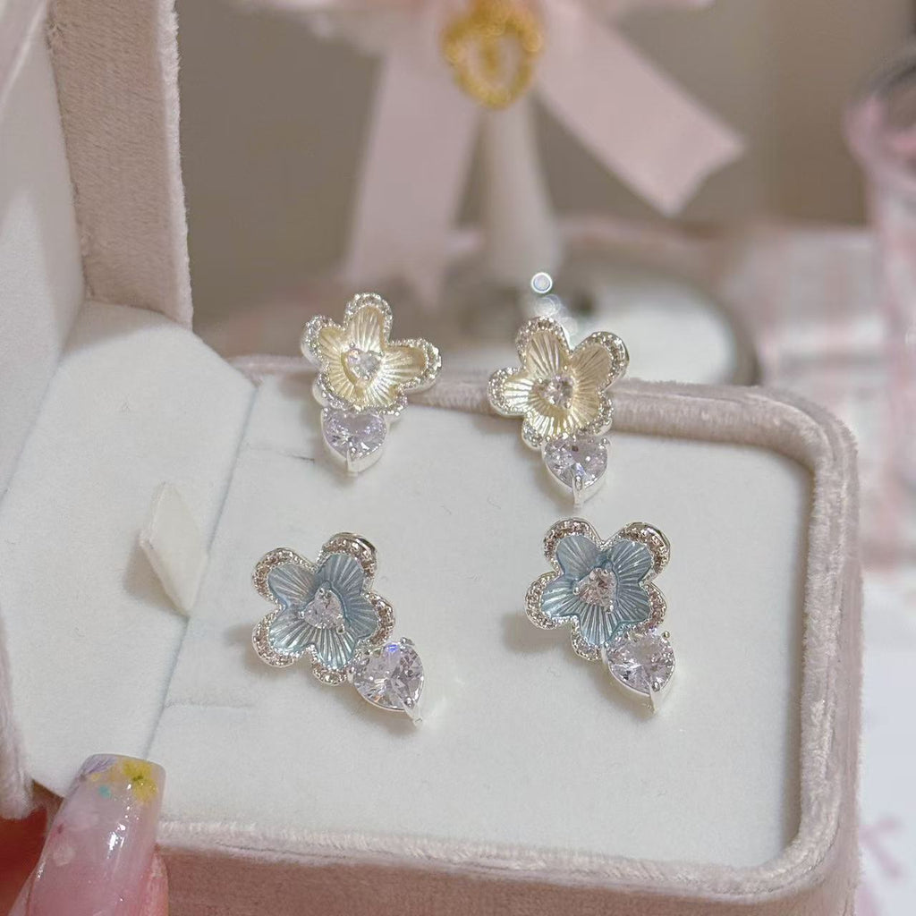 Fresh Summer Flower Stud Earrings, Luxury Sweet Gentle Dainty Elegant All-match Women Ear Jewelry