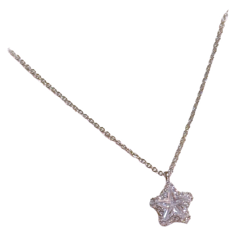 Shining Star Pendant Necklace Dainty Luxury Clavicle Chain Elegant Minimalist Daily Jewelry Gift for Women