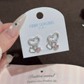 925 Silver Full Zircon Cat Earrings, Sweet Girly Daily Ear Studs