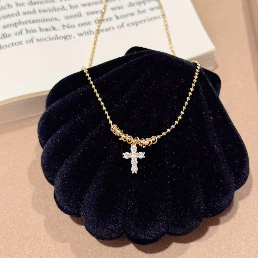 Classic Cross Pendant Necklace for Women, Minimal Luxury Collarbone Chain, Popular INS European American Trendy Dainty Daily Neck Jewelry Hot Sale