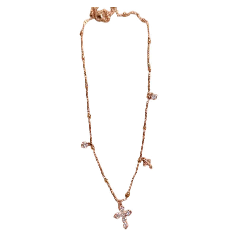 Custom Double Cross Necklace, Luxury Minimalist Dainty Clavicle Chain, All-match Daily Elegant Pendant Jewelry