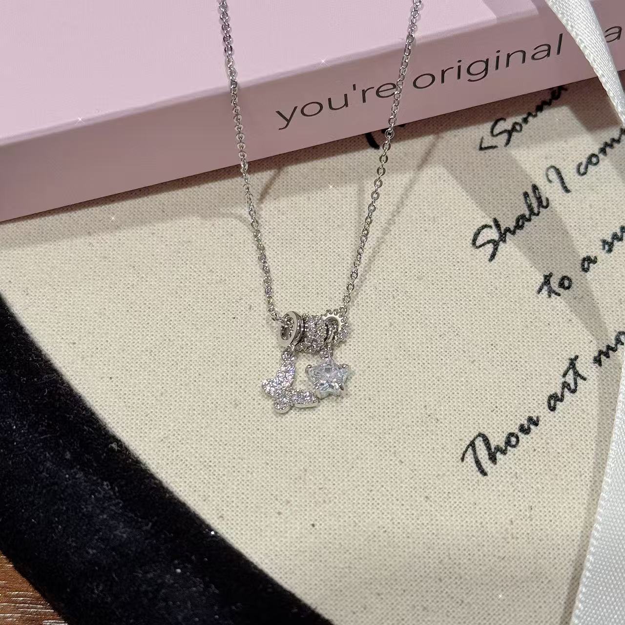 Butterfly & Star Necklace, Light Luxury Niche New Spring Summer Pendant, Fashion High-grade Versatile Clavicle Chain Jewelry