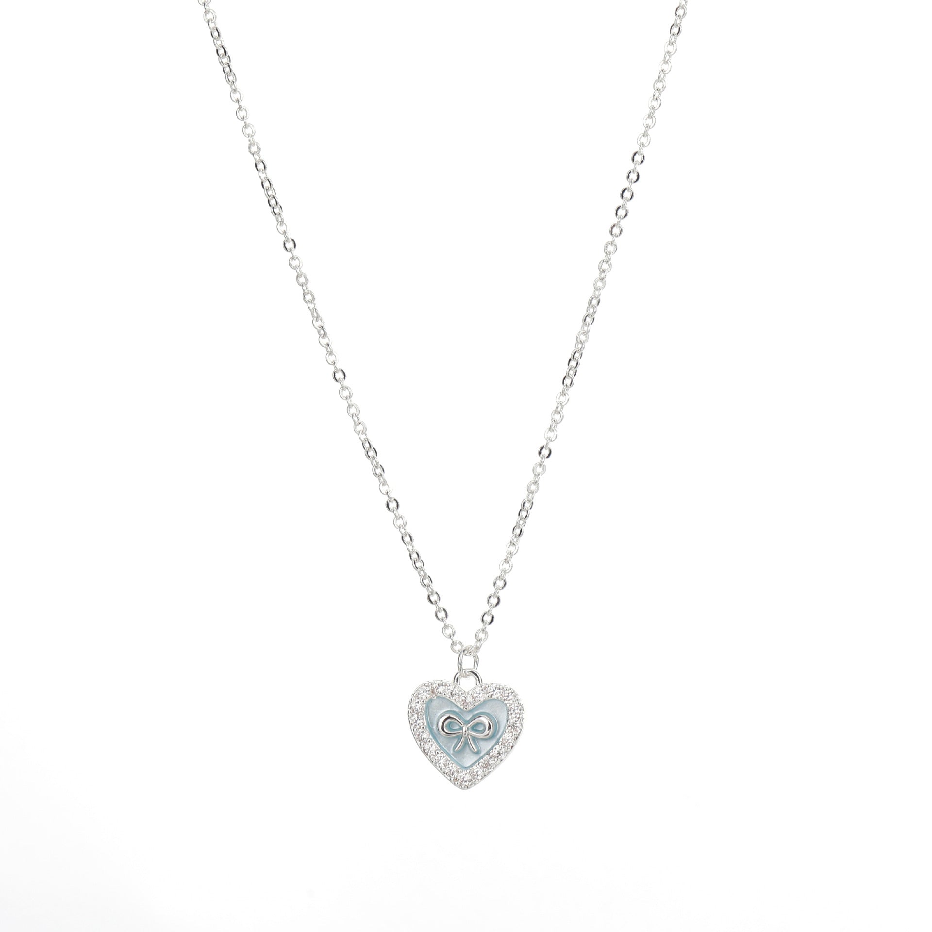 Korean Heart Pendant Necklace, Elegant Dainty Clavicle Chain for Women