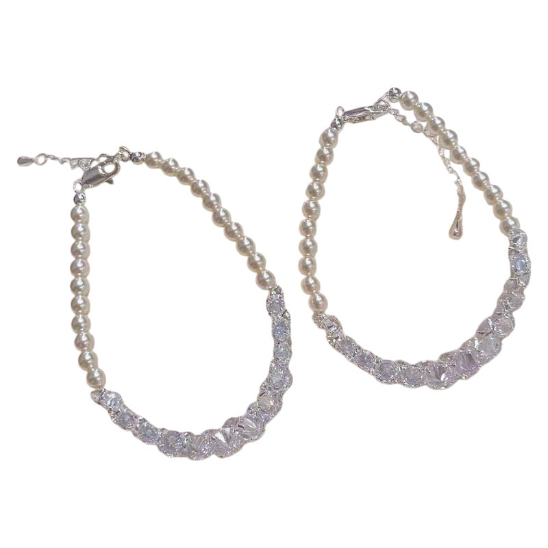 Pearl Bracelet Spliced Design Luxury Elegant Bracelets, All-match Delicate Hand Jewelry Gift for Best Friend
