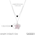 Dainty Sweet Fresh Floral Pendant Cubic Zirconia Necklace, Luxury Niche Elegant All-Match Daily Clavicle Jewelry
