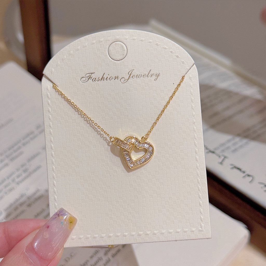 Luxury Designer Heart Collarbone Necklace Women Birthday Gift Jewelry