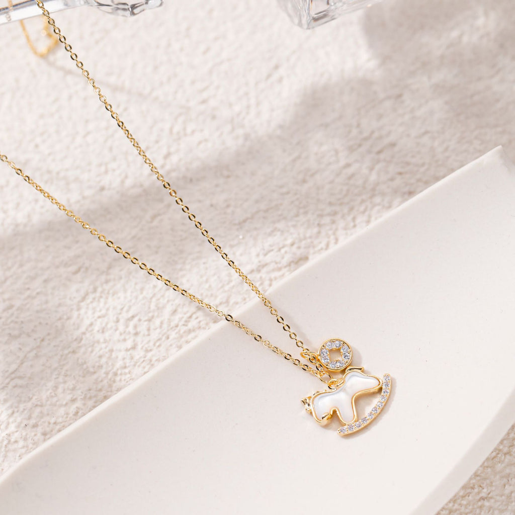 Dainty Sweet Fresh Floral Pendant Cubic Zirconia Necklace, Luxury Niche Elegant All-Match Daily Clavicle Jewelry