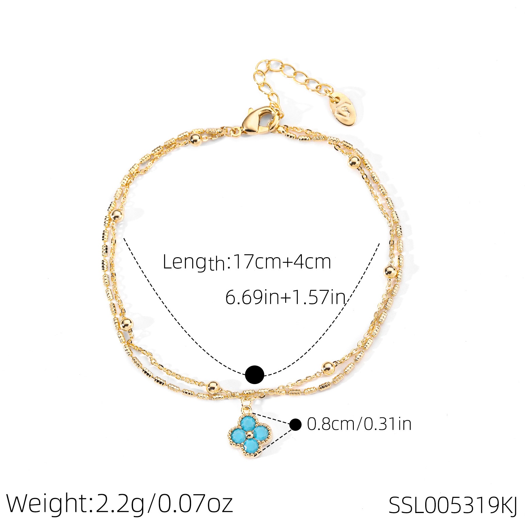 Double Layer Lucky Clover Bracelet, Retro Elegant Light Luxury Women Daily Bracelet