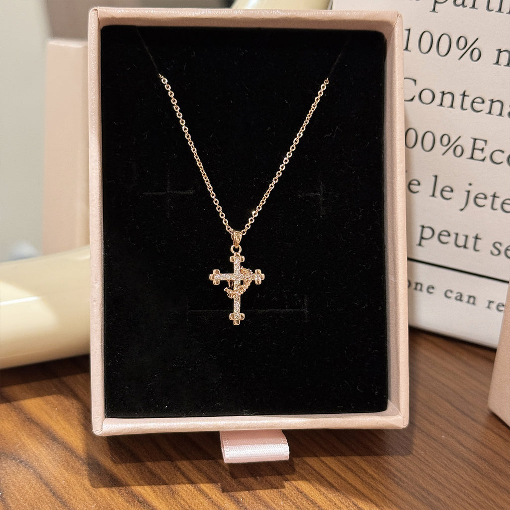 Vintage Cross Pendant Necklace, Elegant Luxury Daily Fashion Neck Jewelry