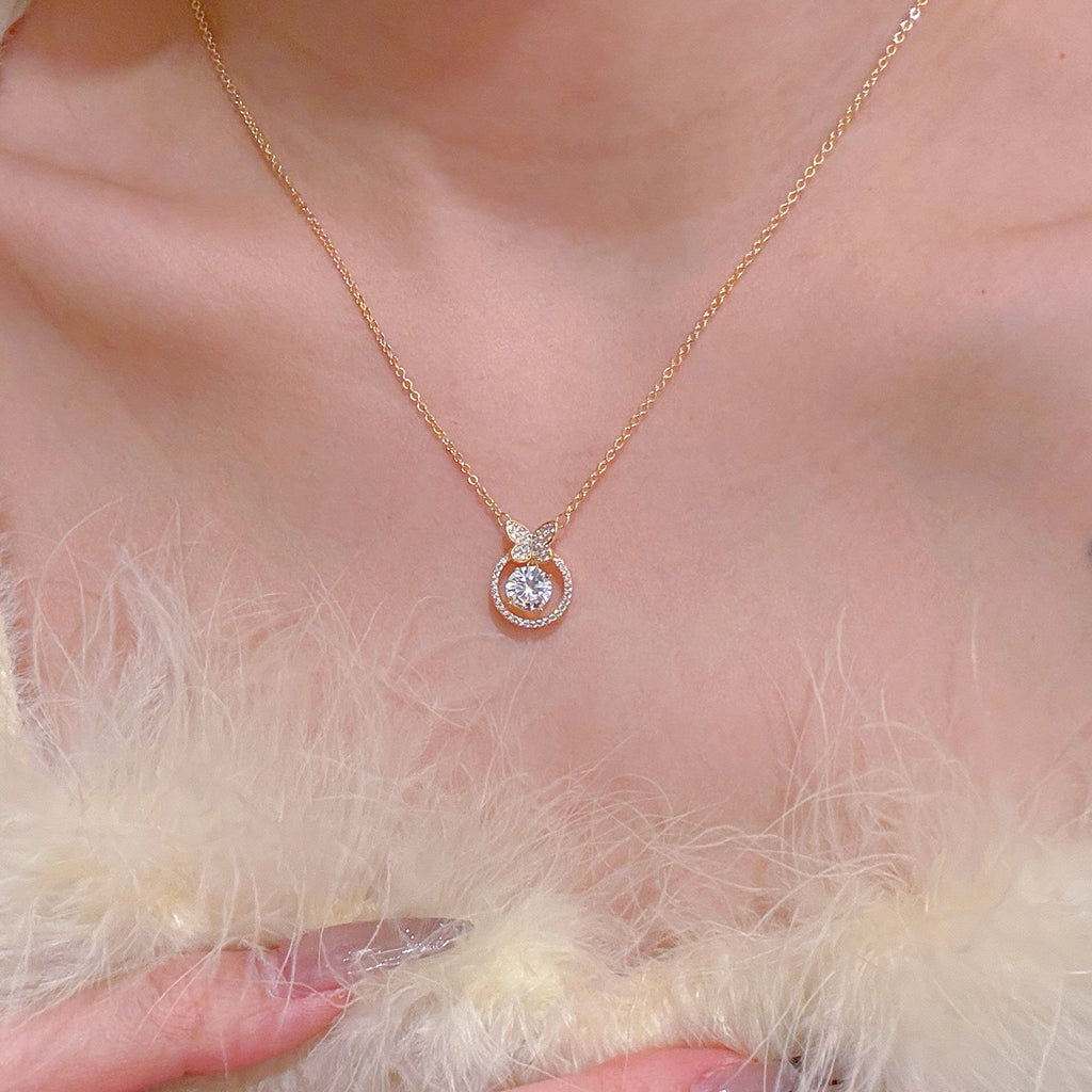 Floating Butterfly Luxury Collarbone Necklace Custom Birthday Gift Jewelry
