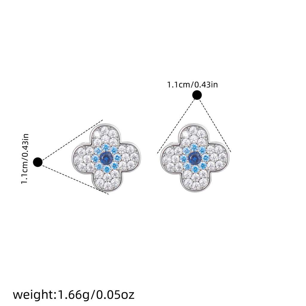 Elegant Four Leaf Flower Earrings, Luxury Delicate Floral Studs, Fashion Silver Ear Accessories for Daily Wear